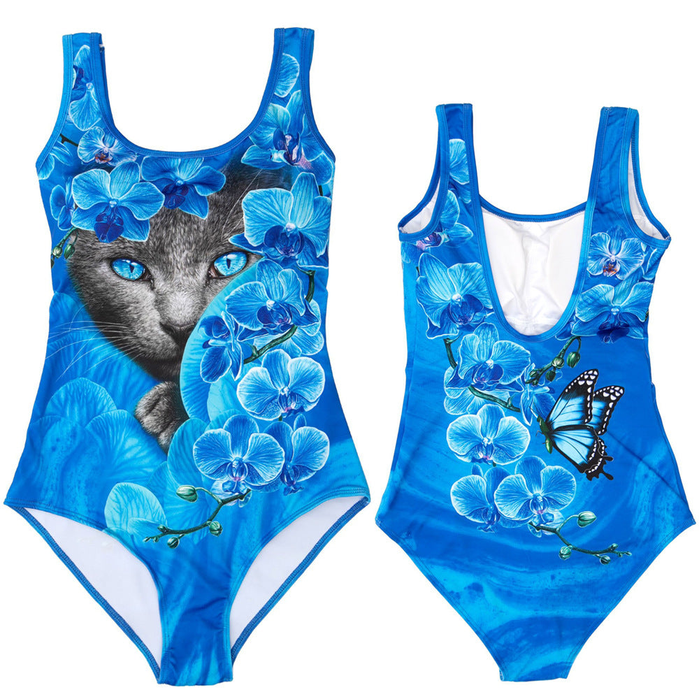 Maillot de Bain Femme Une Pièce Effet Sculptant Imprimé 3D Moderne Élégant