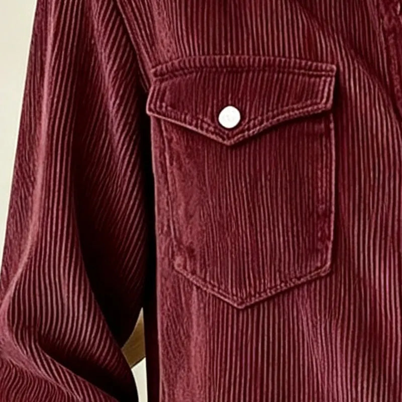 Chemise femme en velours côtelé avec poches