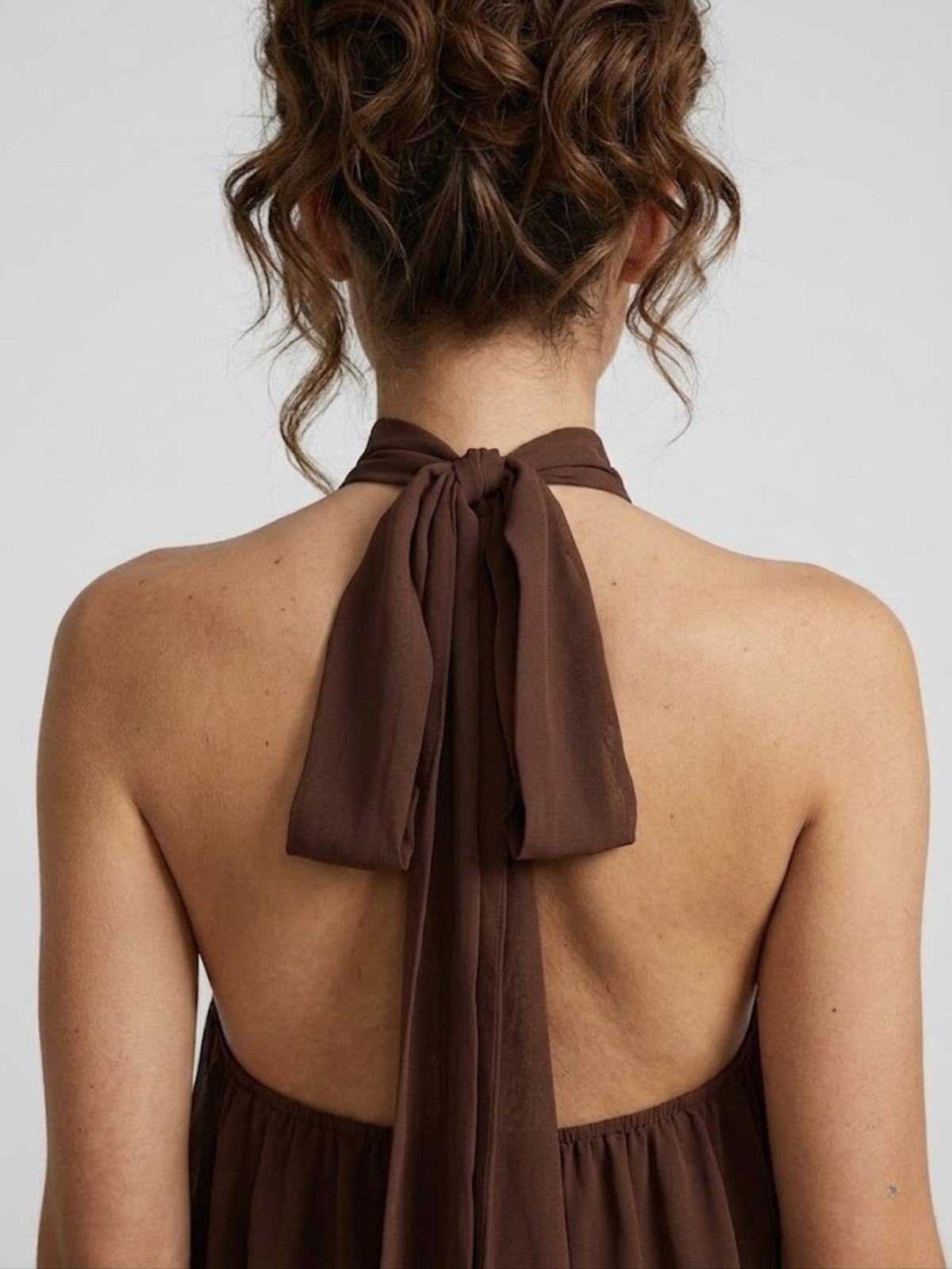 Robe Courte Femme Dos Nu Col Halter – Robe Volantée Été