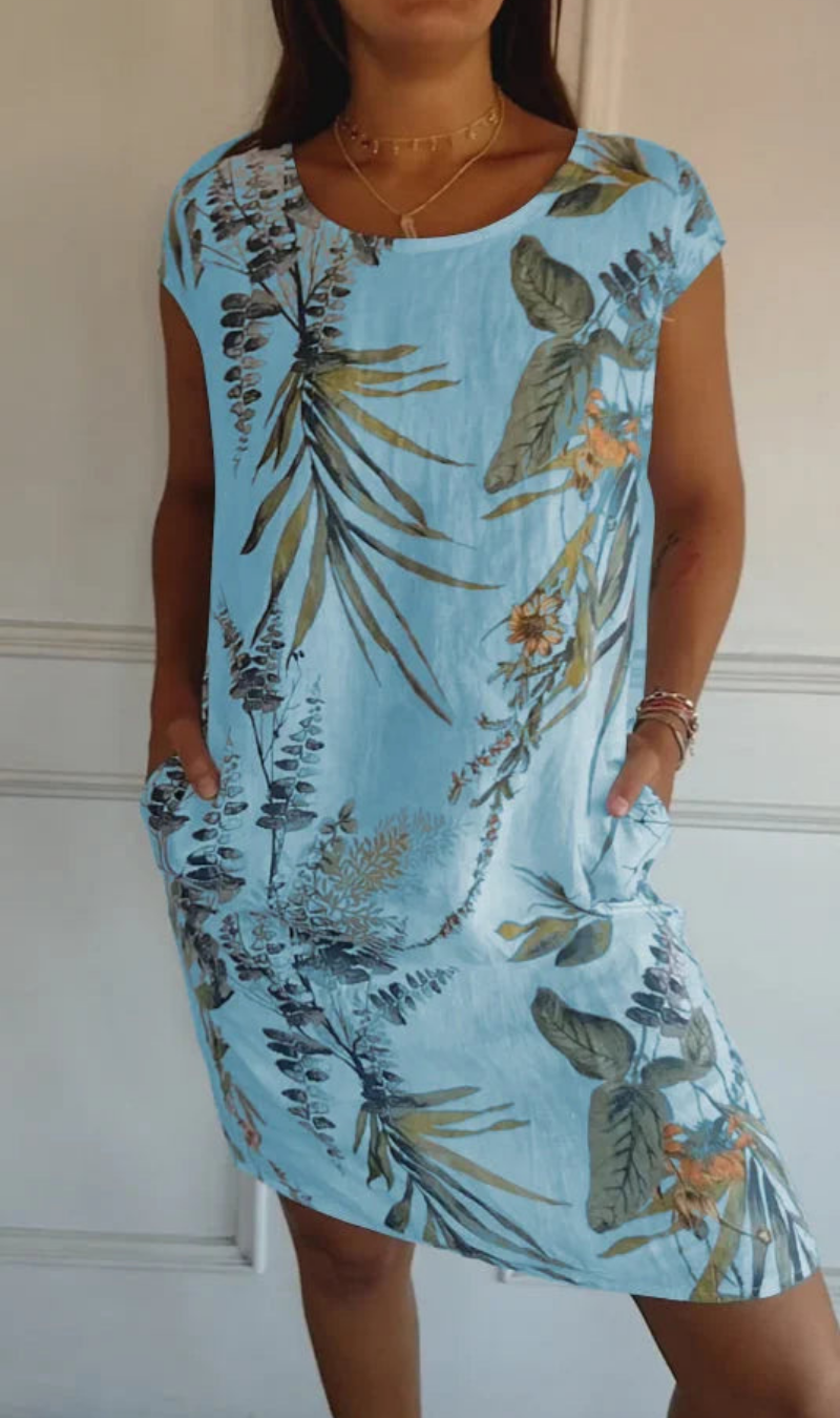 Robe femme fluide à imprimé végétal avec poches