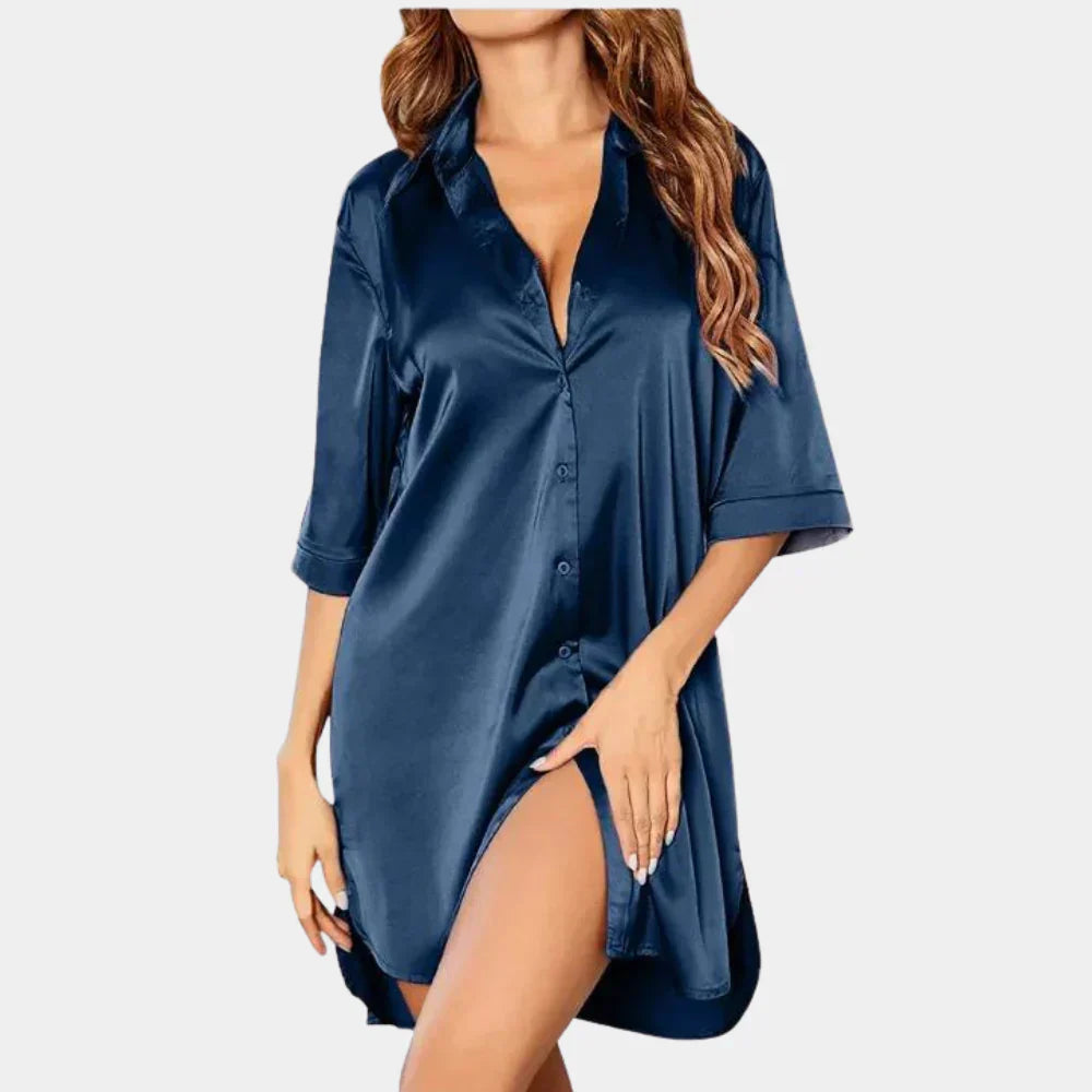 Chemise de Nuit Satinée Coupe Oversize Élégante