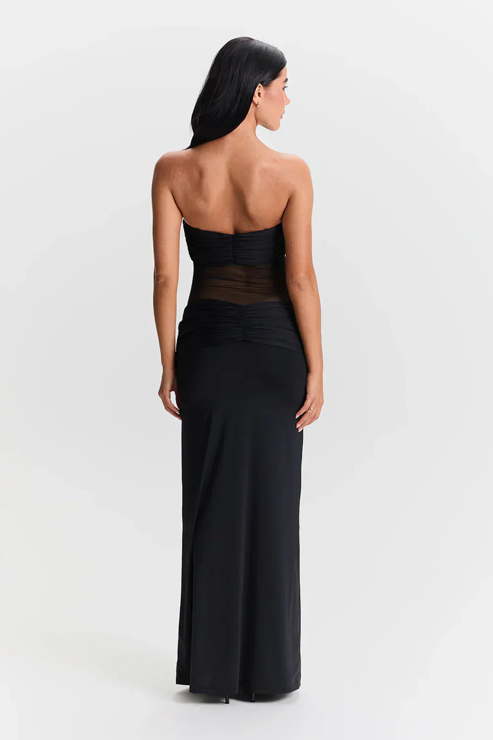 Robe Longue Bustier avec Détail Mesh
