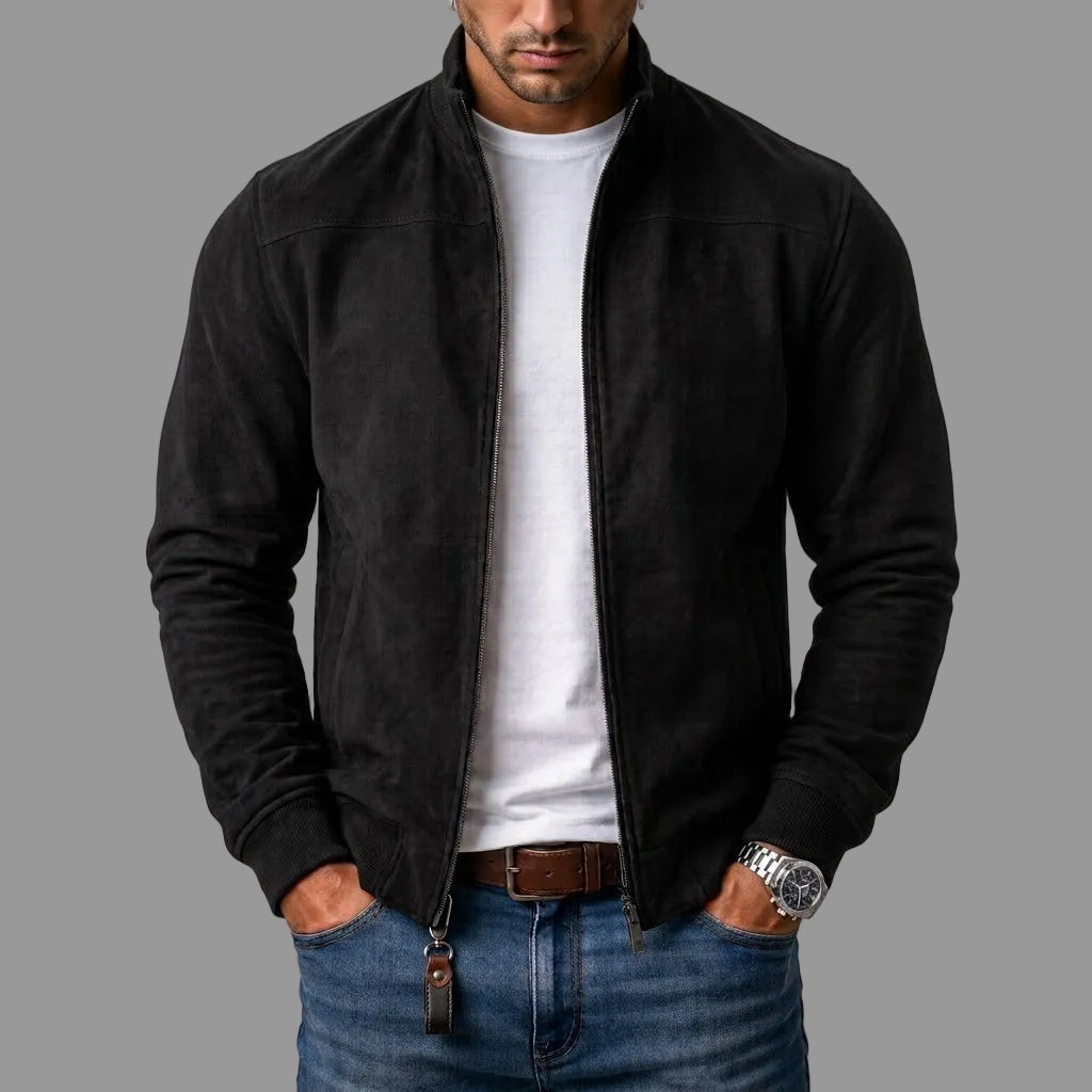Blouson homme effet daim avec fermeture zippée