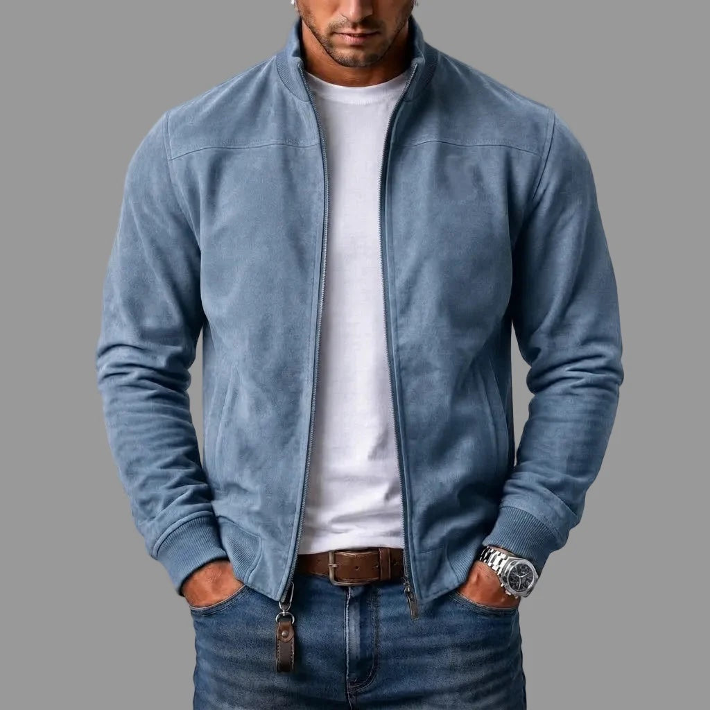 Blouson homme effet daim avec fermeture zippée