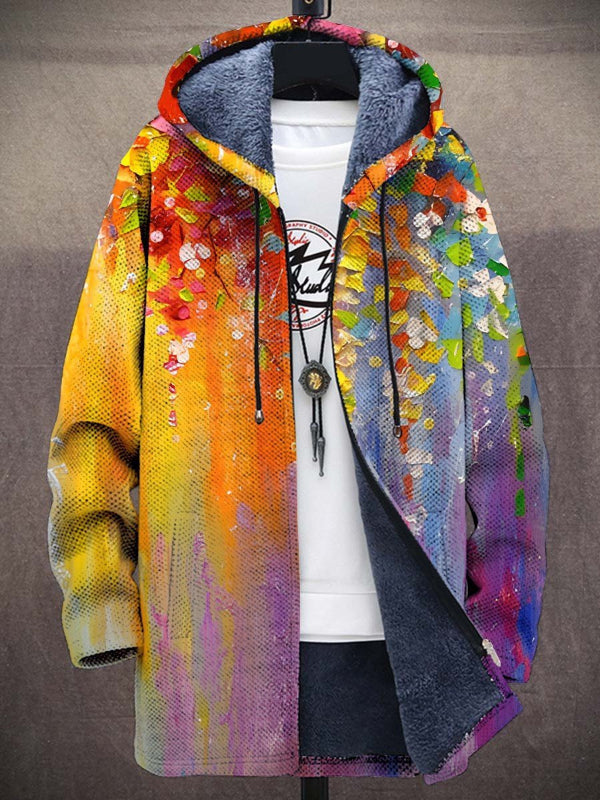Cardigan à capuche artistique pour femme doublé polaire