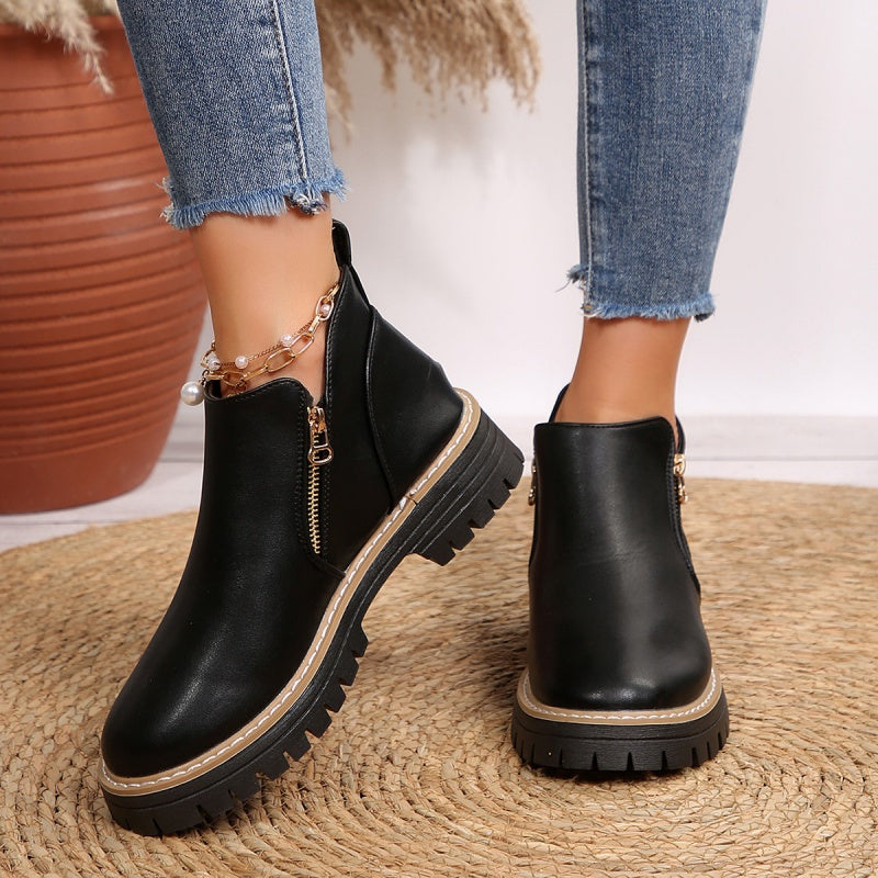 Bottines femme à plateforme avec zip latéral