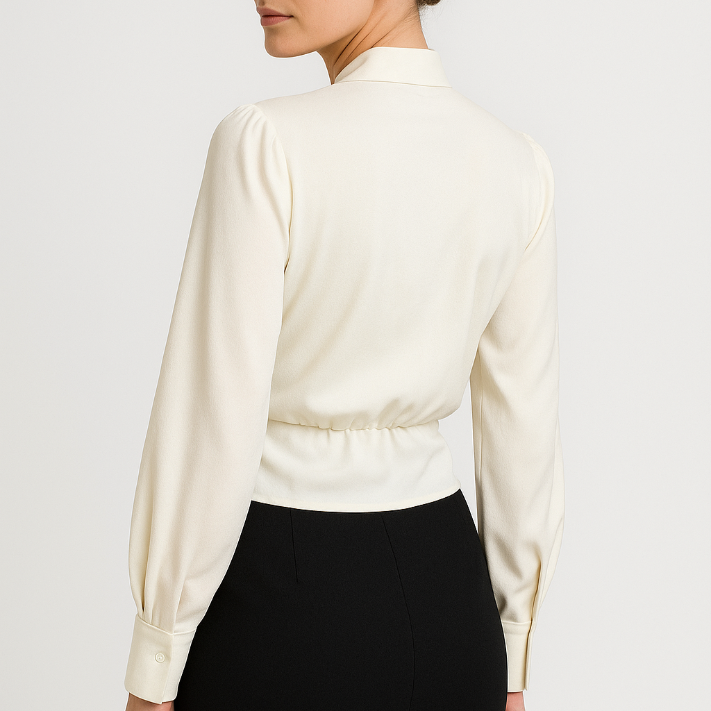 Blouse Femme Cache-Cœur Élégante à Manches Longues