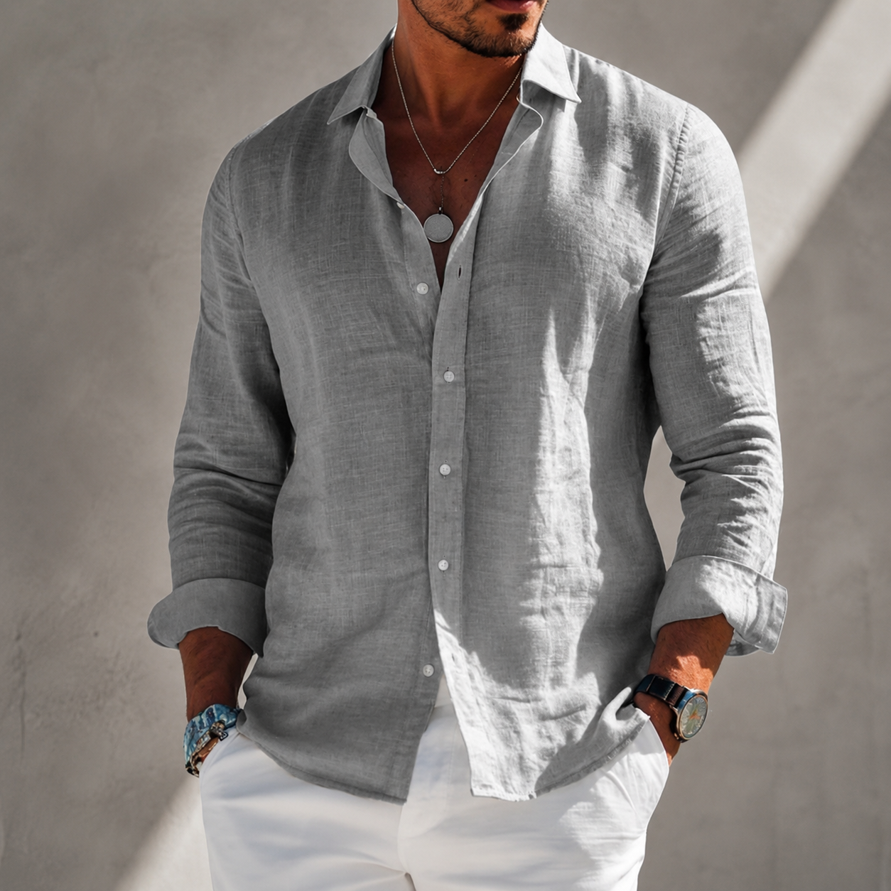 Chemise homme légère en coton-polyester pour l’été