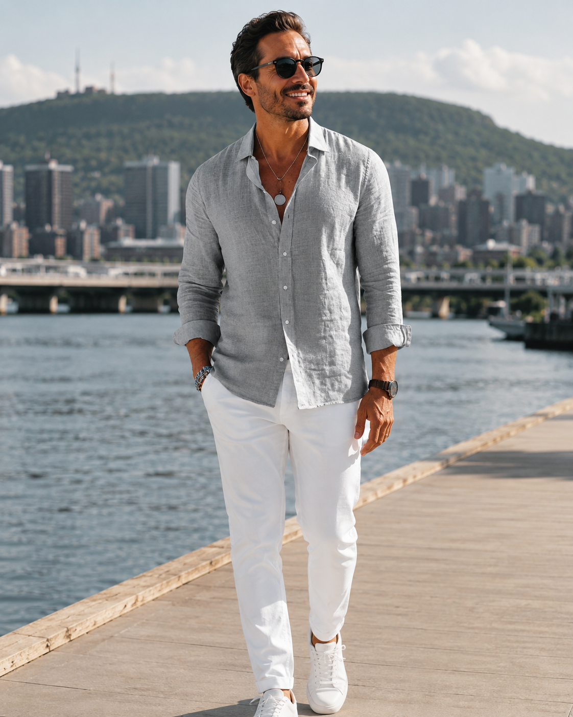 Chemise homme légère en coton-polyester pour l’été