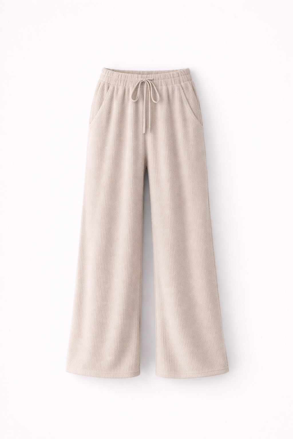 Pantalon Large Texturé avec Taille Élastique