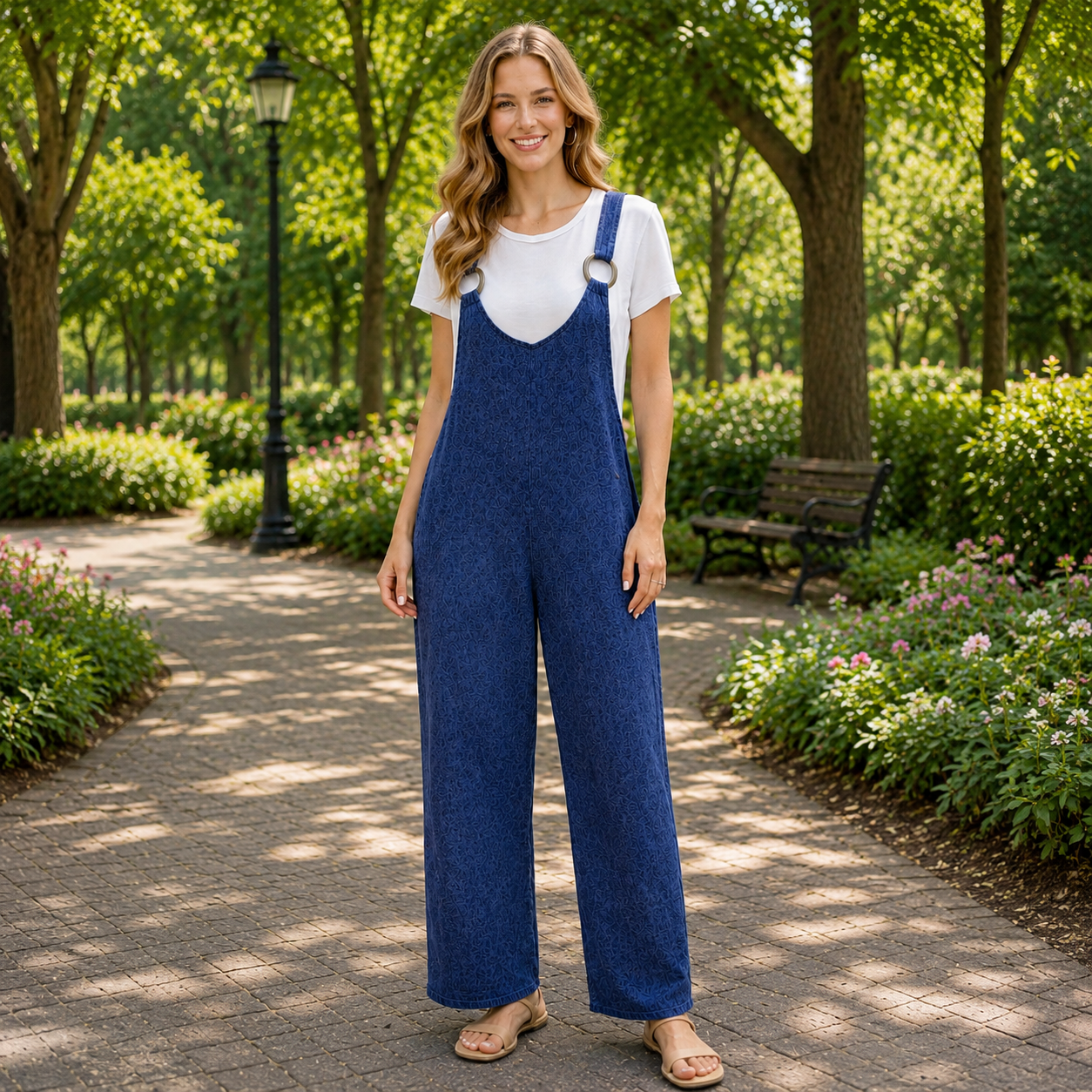 Ensemble femme avec combinaison ample à jambes larges et t-shirt confortable