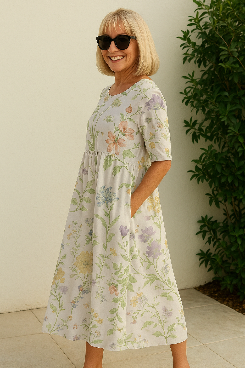 Robe Midi Fleurie Décontractée Élégante pour Femmes