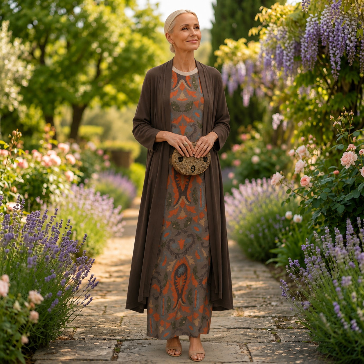 Ensemble femme robe longue avec veste assortie