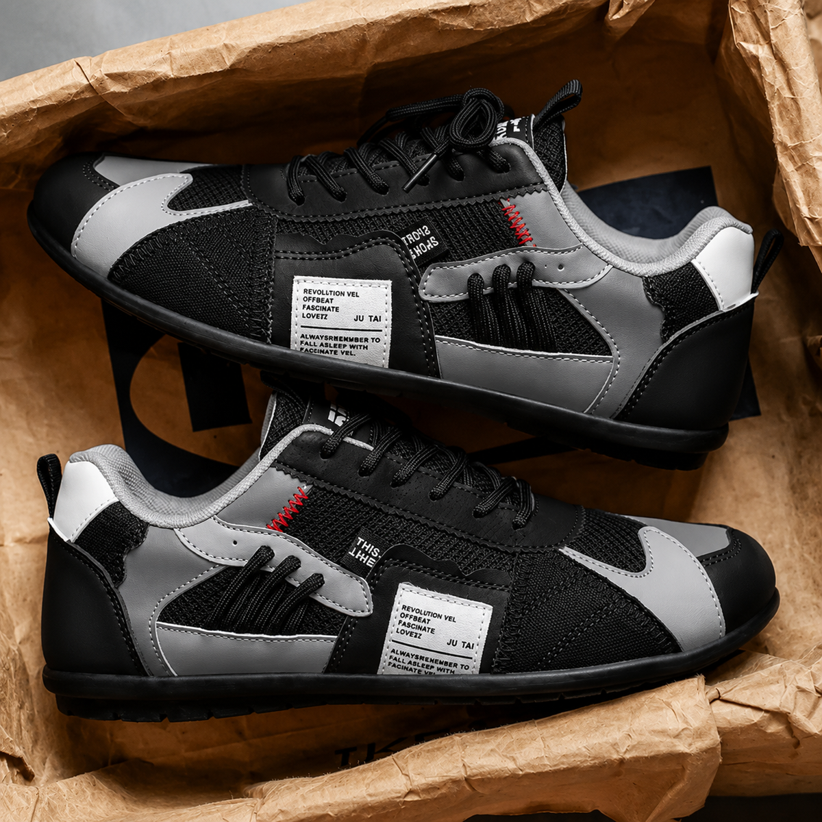 Baskets homme rétro à lacets avec détails contrastés