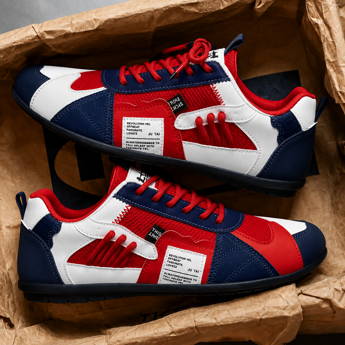Baskets homme rétro à lacets avec détails contrastés