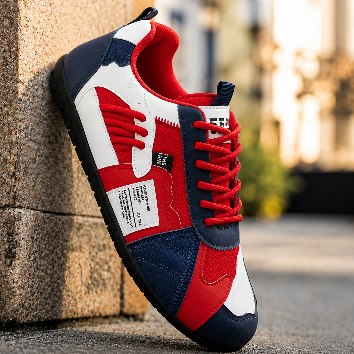 Baskets homme rétro à lacets avec détails contrastés