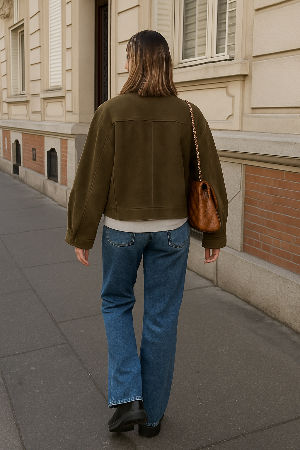 Veste femme oversize effet suédé coupe ample pour style urbain quotidien