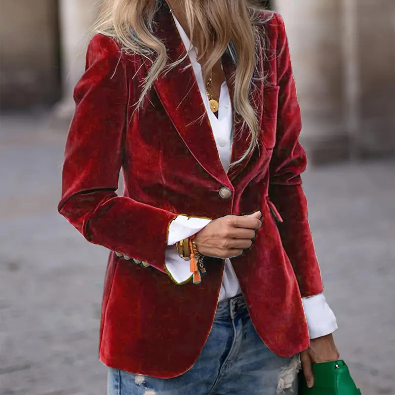 Blazer en Velours Femme – Élégance Chic et Raffinée
