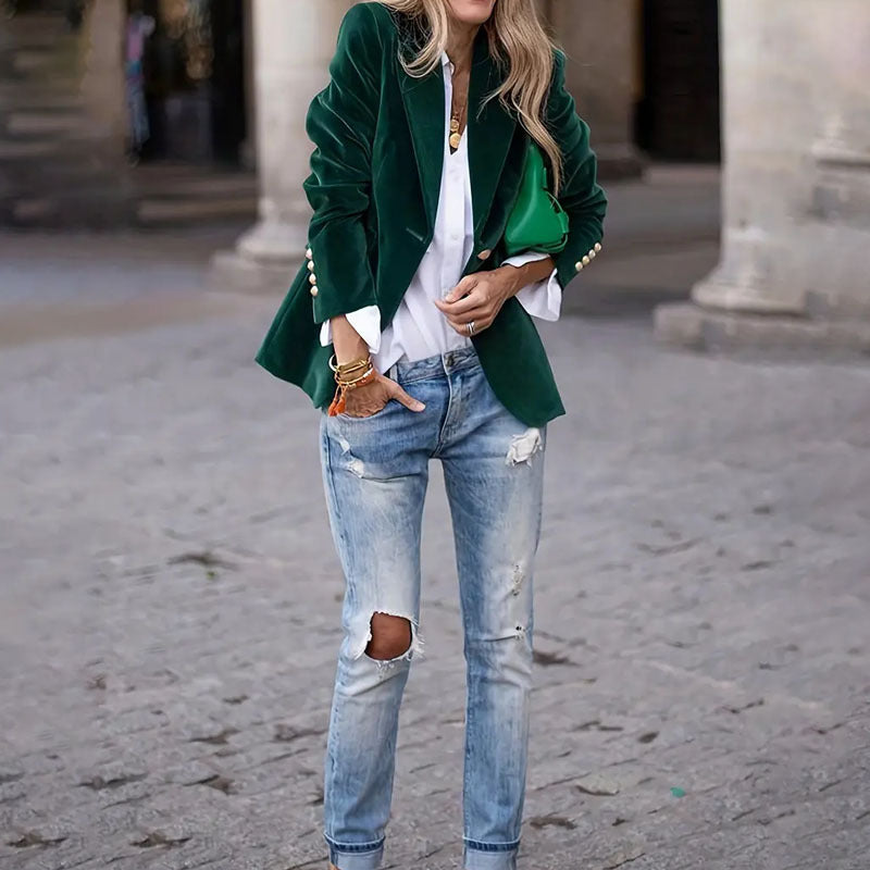Blazer en Velours Femme – Élégance Chic et Raffinée