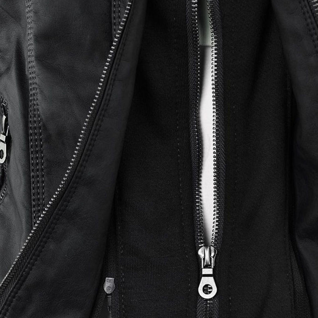 Veste femme en similicuir à capuche et fermeture zippée