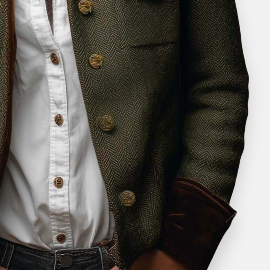 Veste en tweed pour femme avec bordure en velours – modèle élégant pour la mi-saison