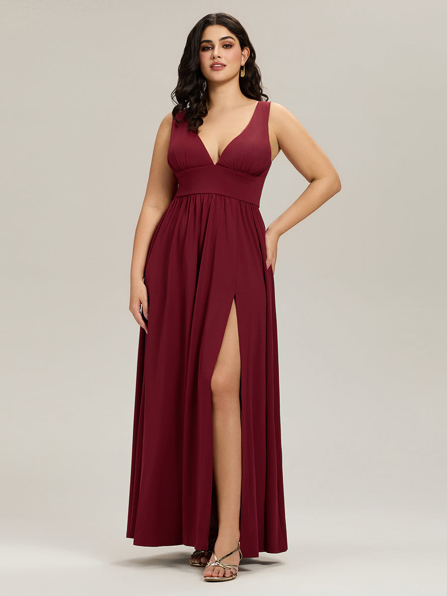 Robe de soirée femme taille empire col V élégante fluide