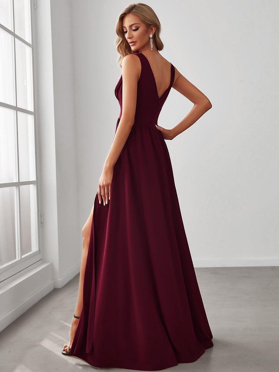 Robe de soirée femme taille empire col V élégante fluide
