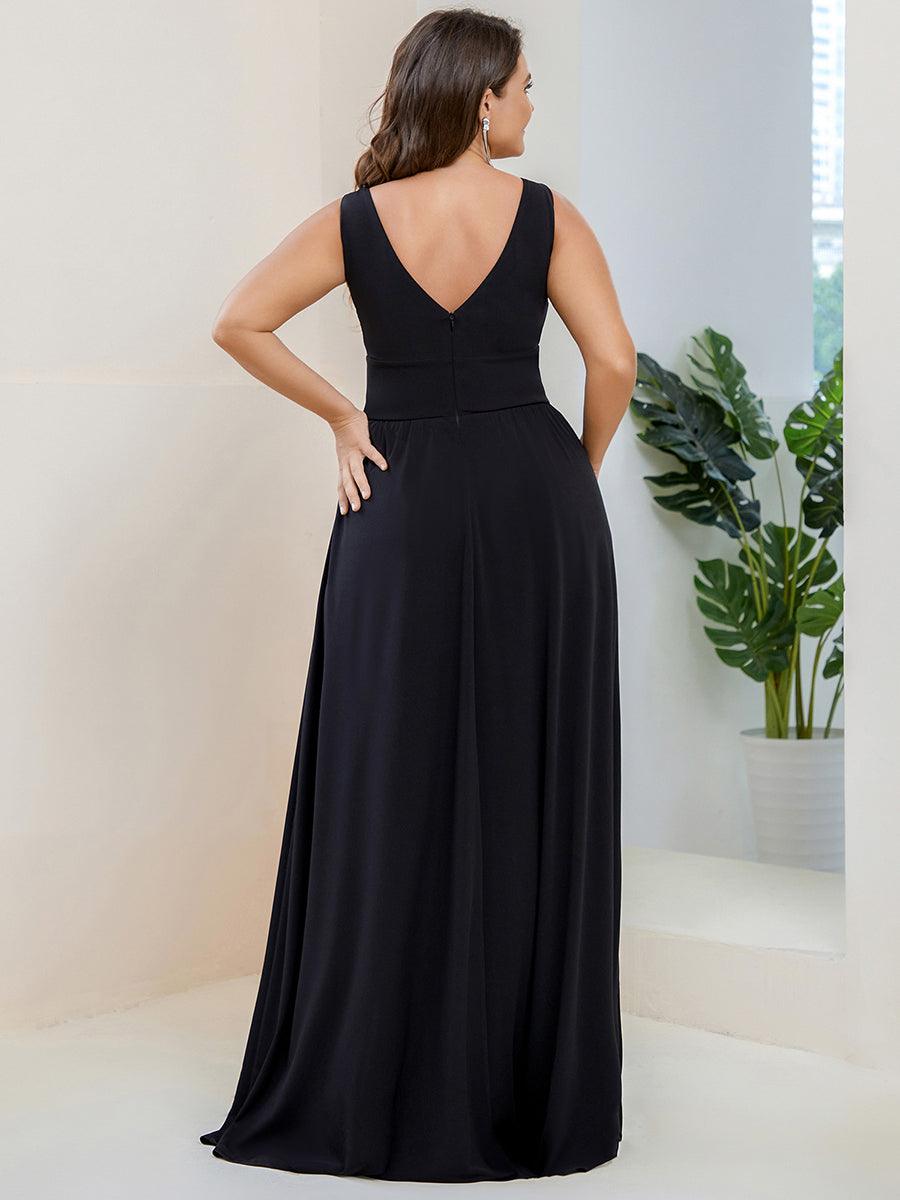 Robe de soirée femme taille empire col V élégante fluide