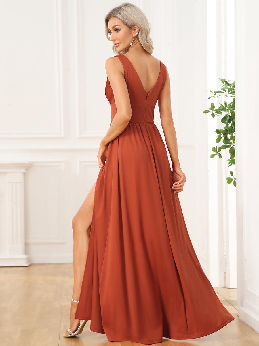 Robe de soirée femme taille empire col V élégante fluide