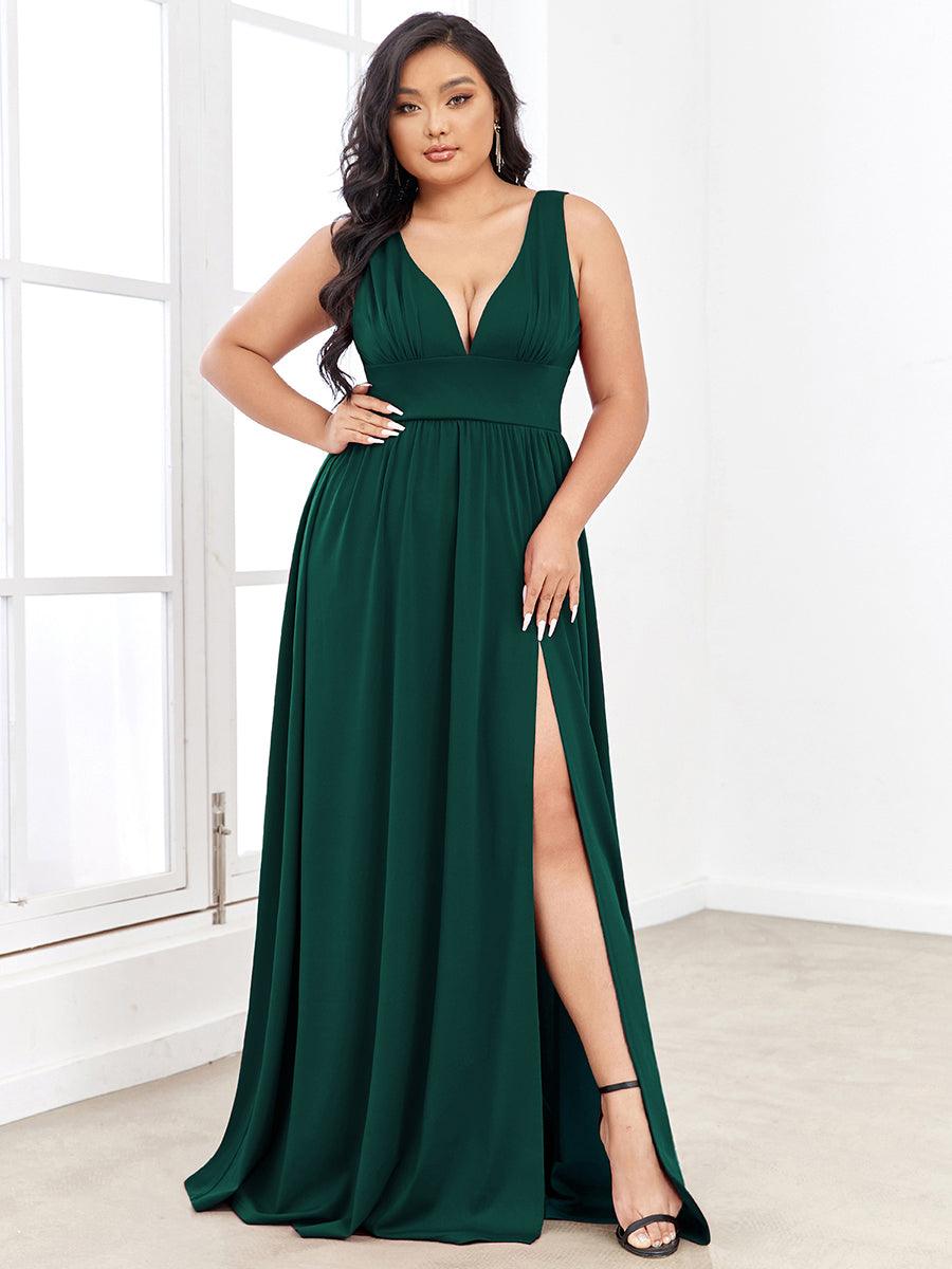 Robe de soirée femme taille empire col V élégante fluide
