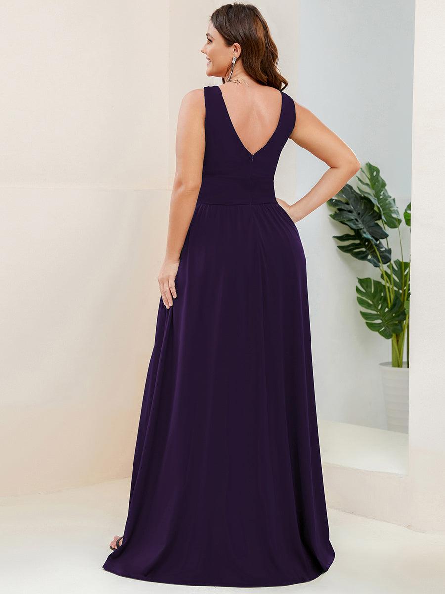 Robe de soirée femme taille empire col V élégante fluide
