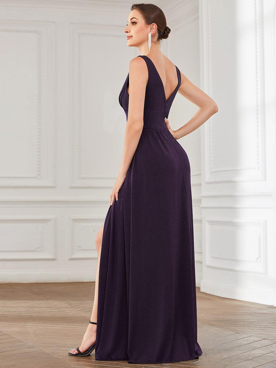 Robe de soirée femme taille empire col V élégante fluide