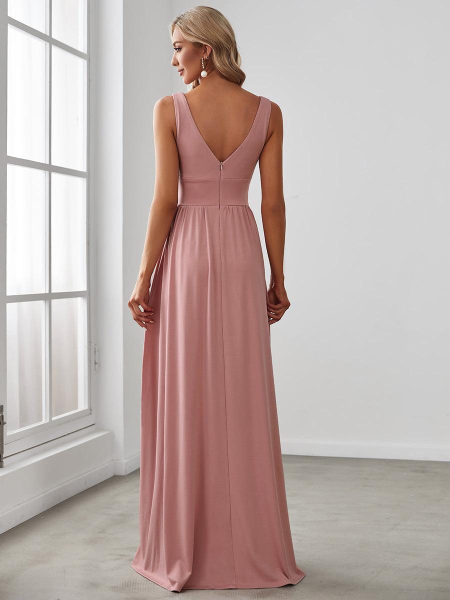 Robe de soirée femme taille empire col V élégante fluide