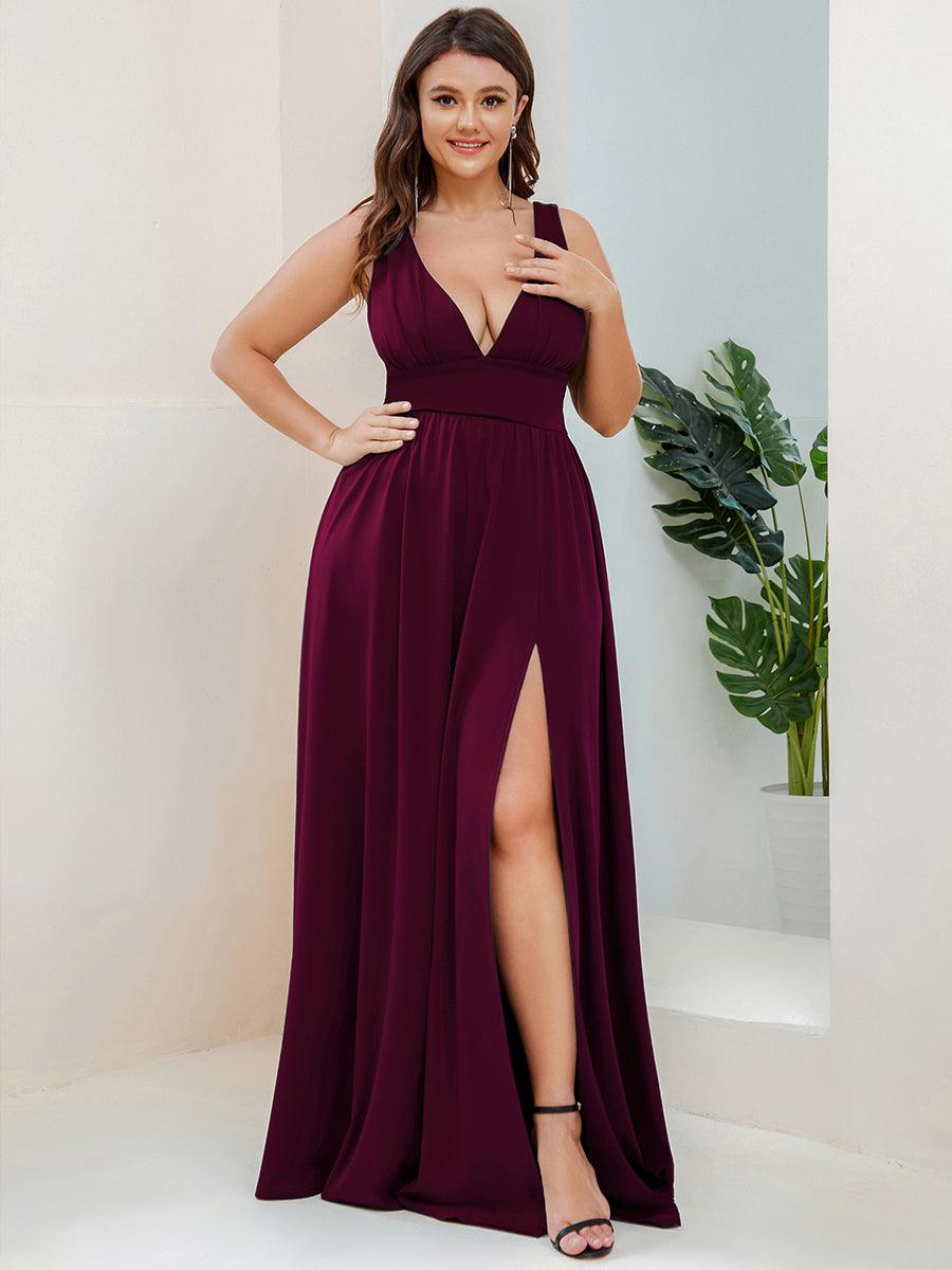 Robe de soirée femme taille empire col V élégante fluide