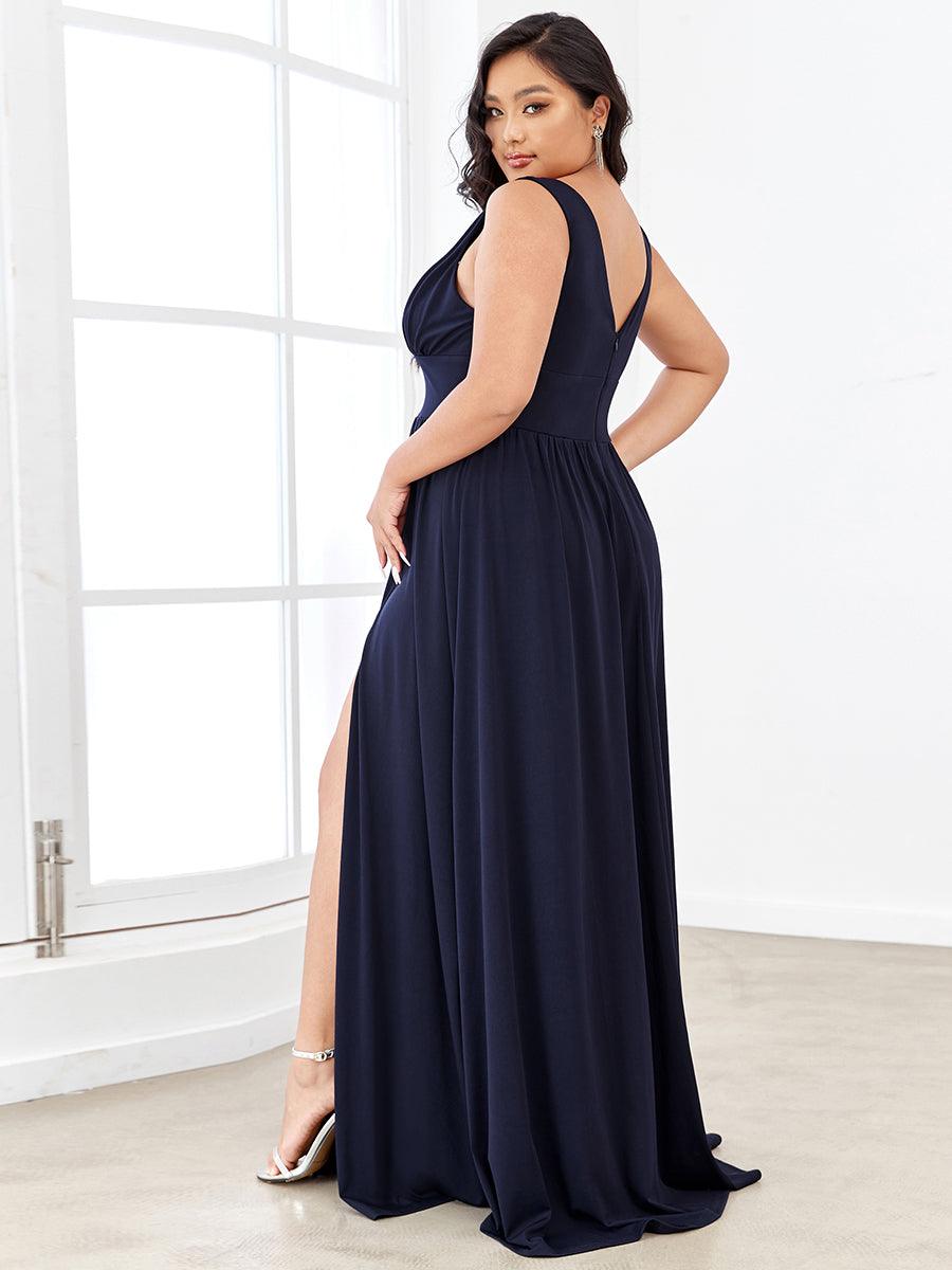 Robe de soirée femme taille empire col V élégante fluide