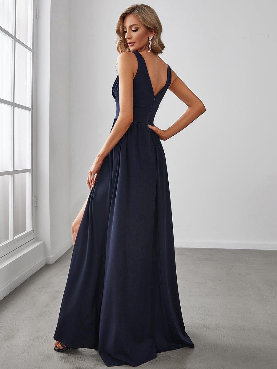 Robe de soirée femme taille empire col V élégante fluide