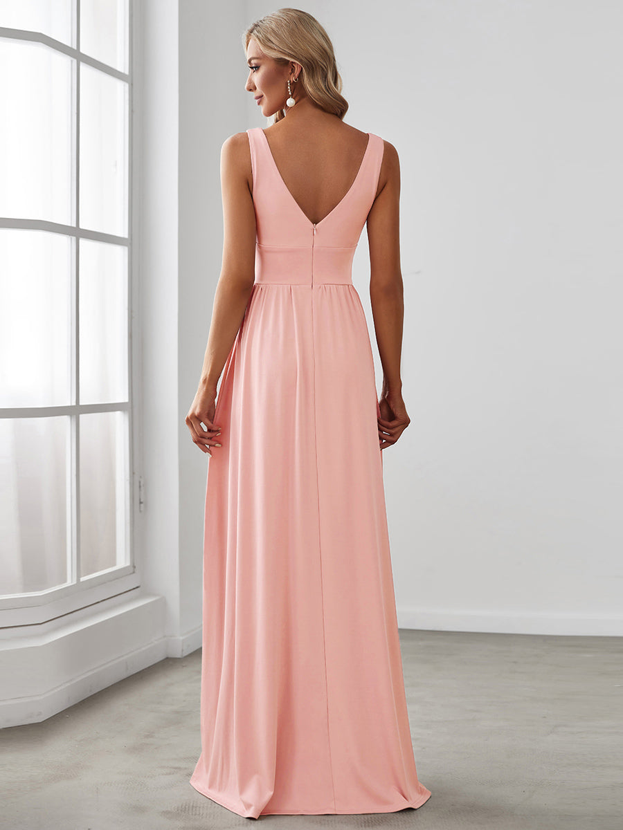 Robe de soirée femme taille empire col V élégante fluide