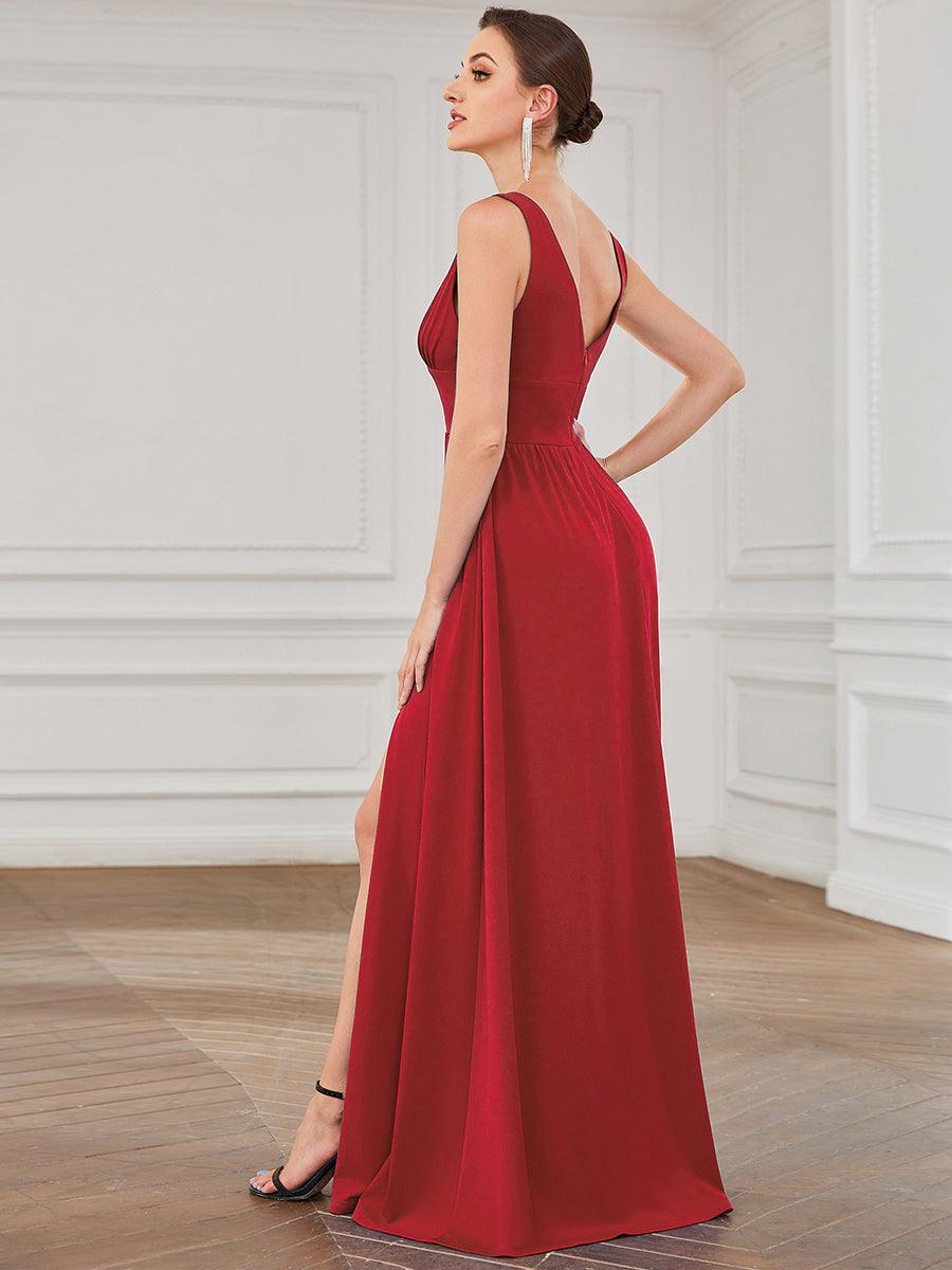 Robe de soirée femme taille empire col V élégante fluide