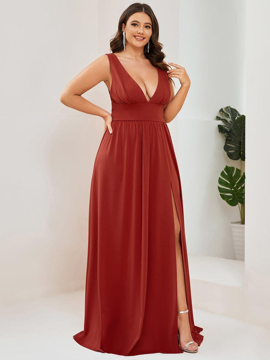 Robe de soirée femme taille empire col V élégante fluide