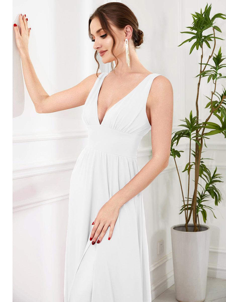 Robe de soirée femme taille empire col V élégante fluide