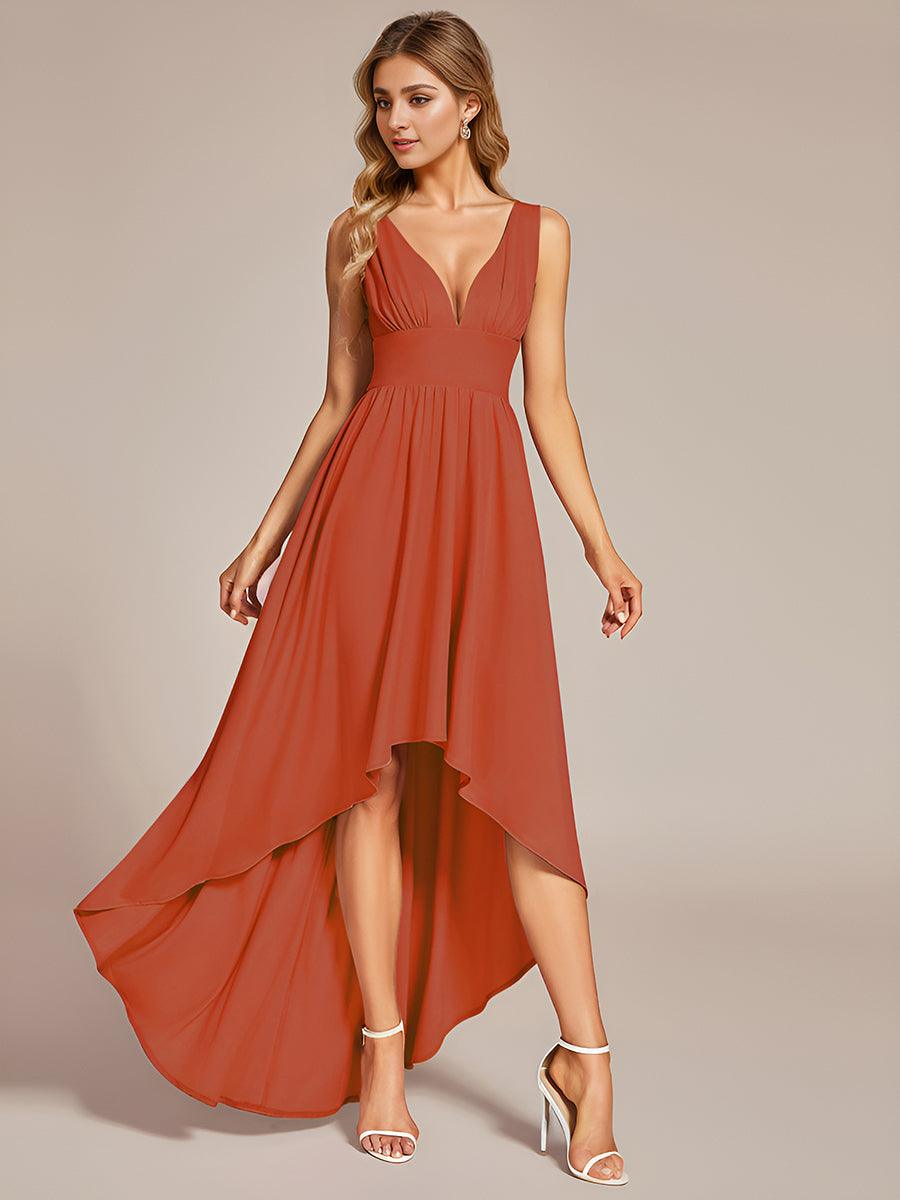 Robe de soirée femme taille empire col V élégante fluide
