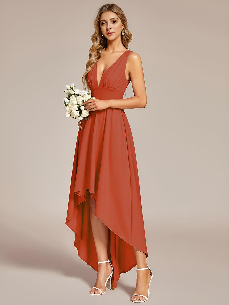 Robe de soirée femme taille empire col V élégante fluide
