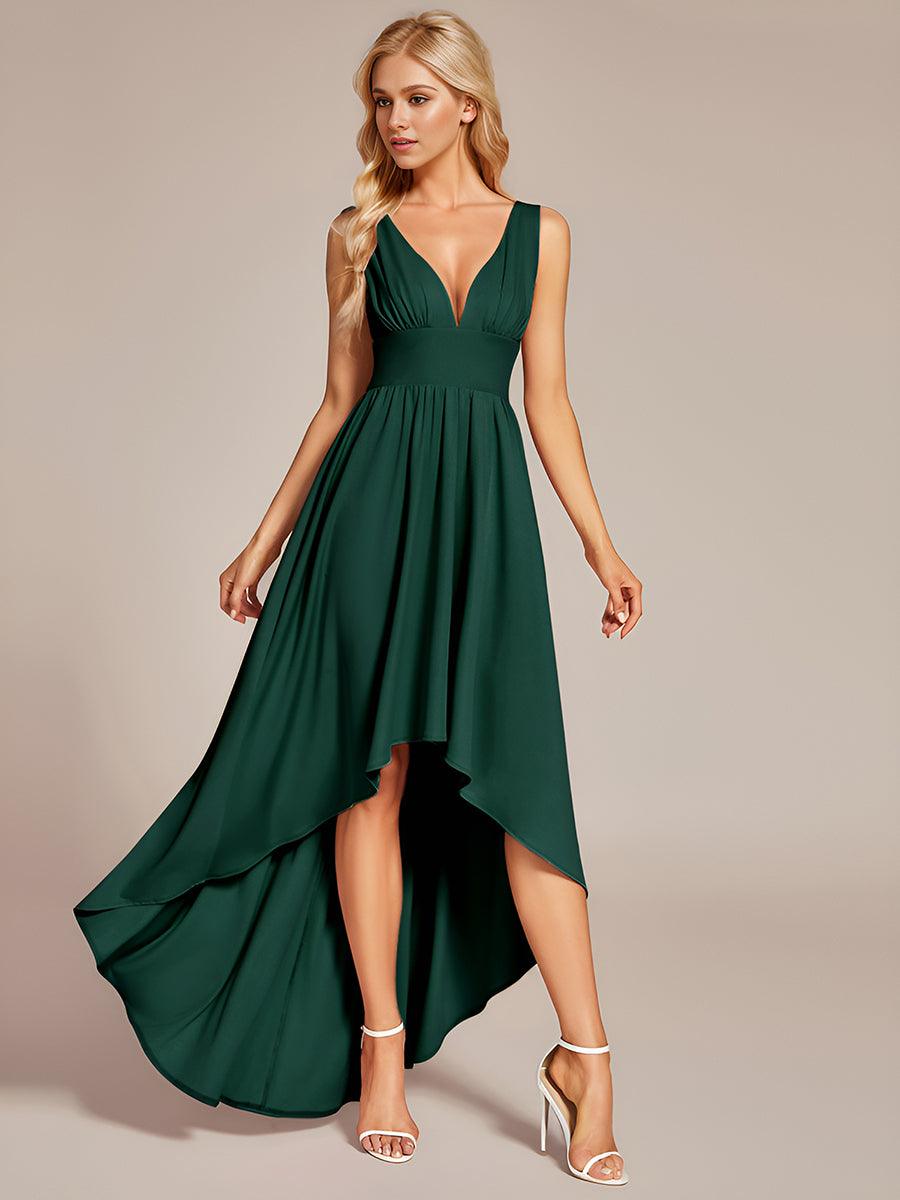 Robe de soirée femme taille empire col V élégante fluide