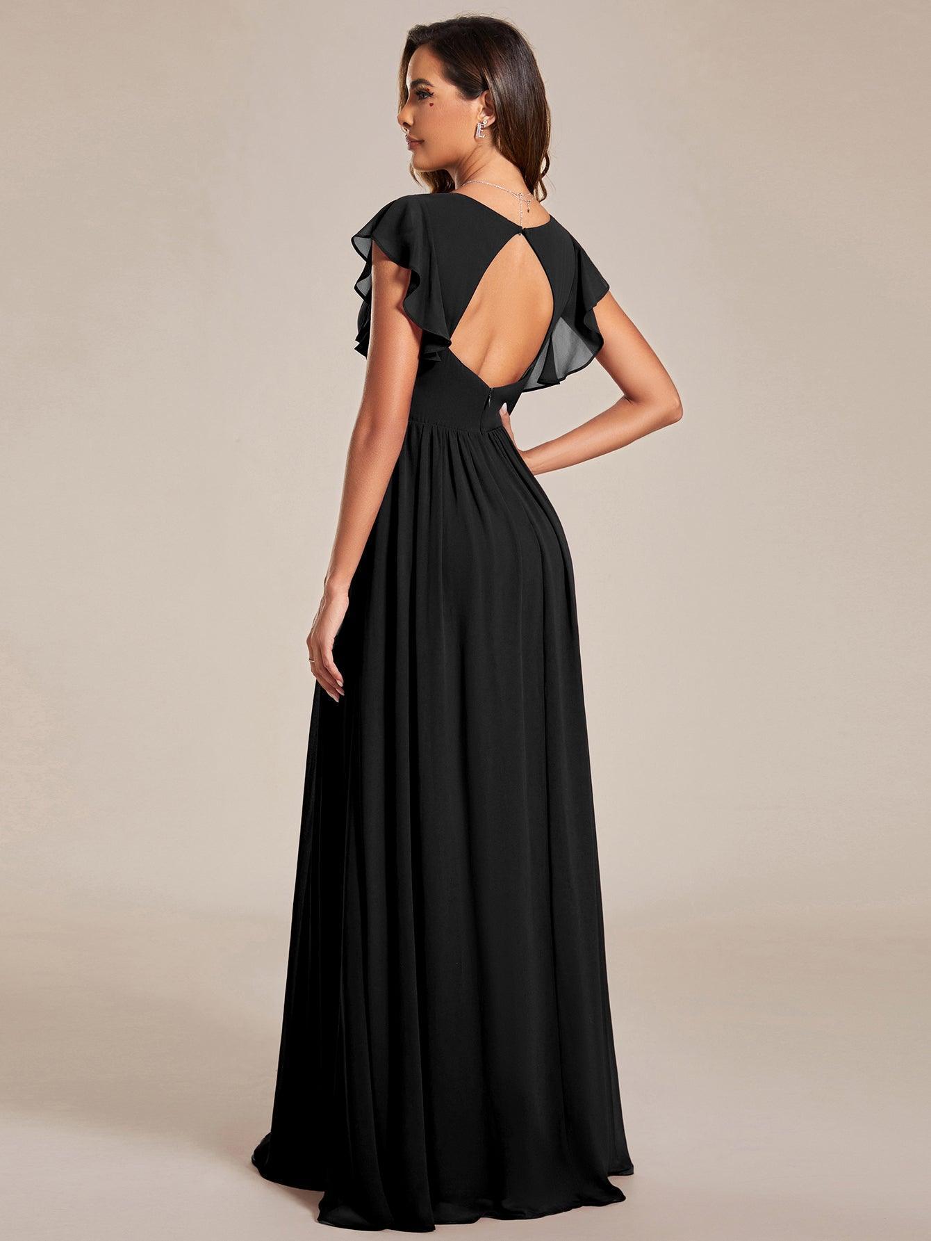 Robe Demoiselle d’Honneur Longue en Mousseline Dos Ouvert Élégant