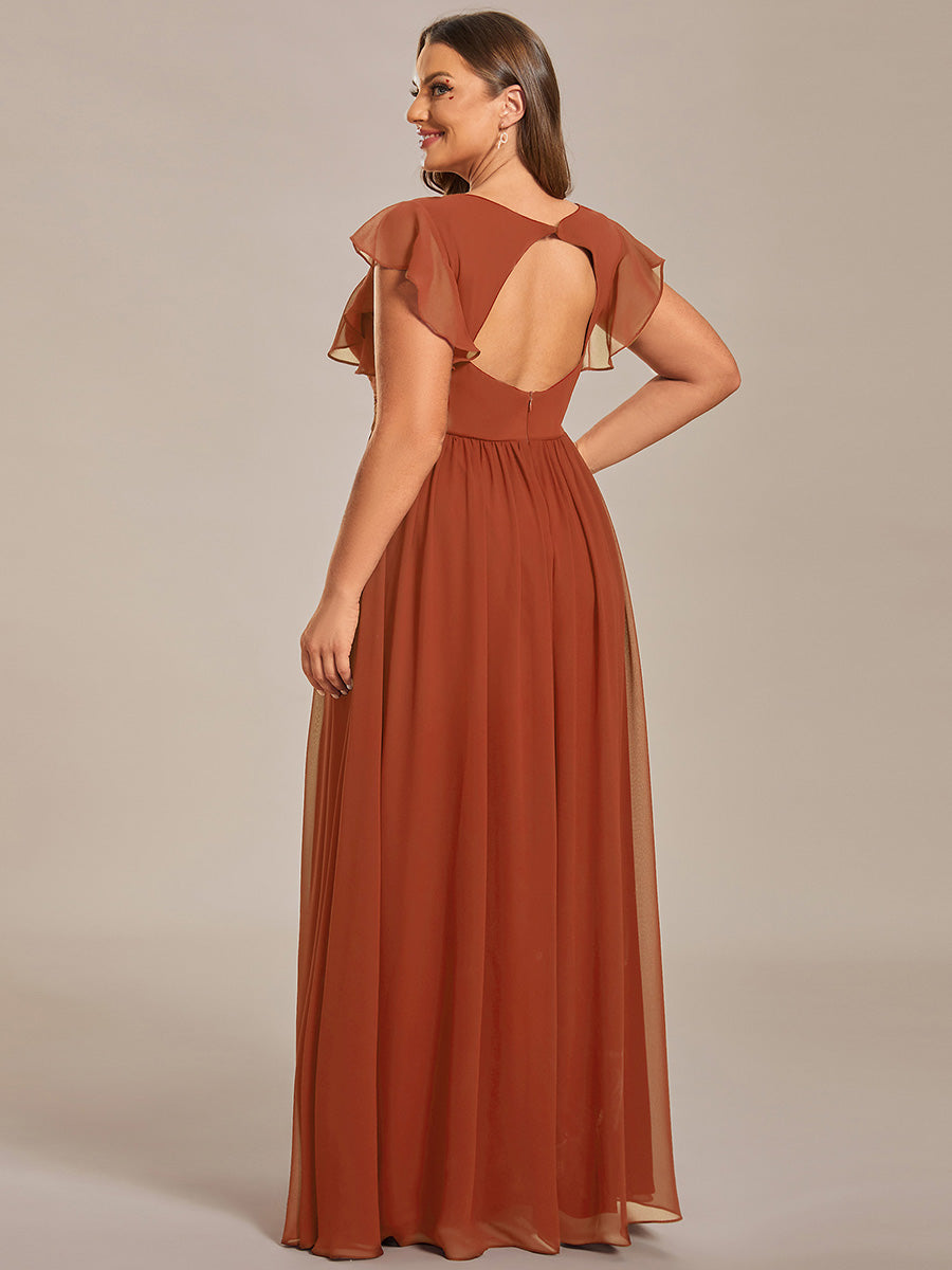 Robe Demoiselle d’Honneur Longue en Mousseline Dos Ouvert Élégant