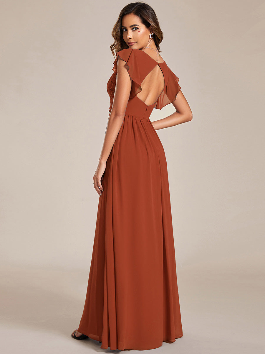 Robe Demoiselle d’Honneur Longue en Mousseline Dos Ouvert Élégant