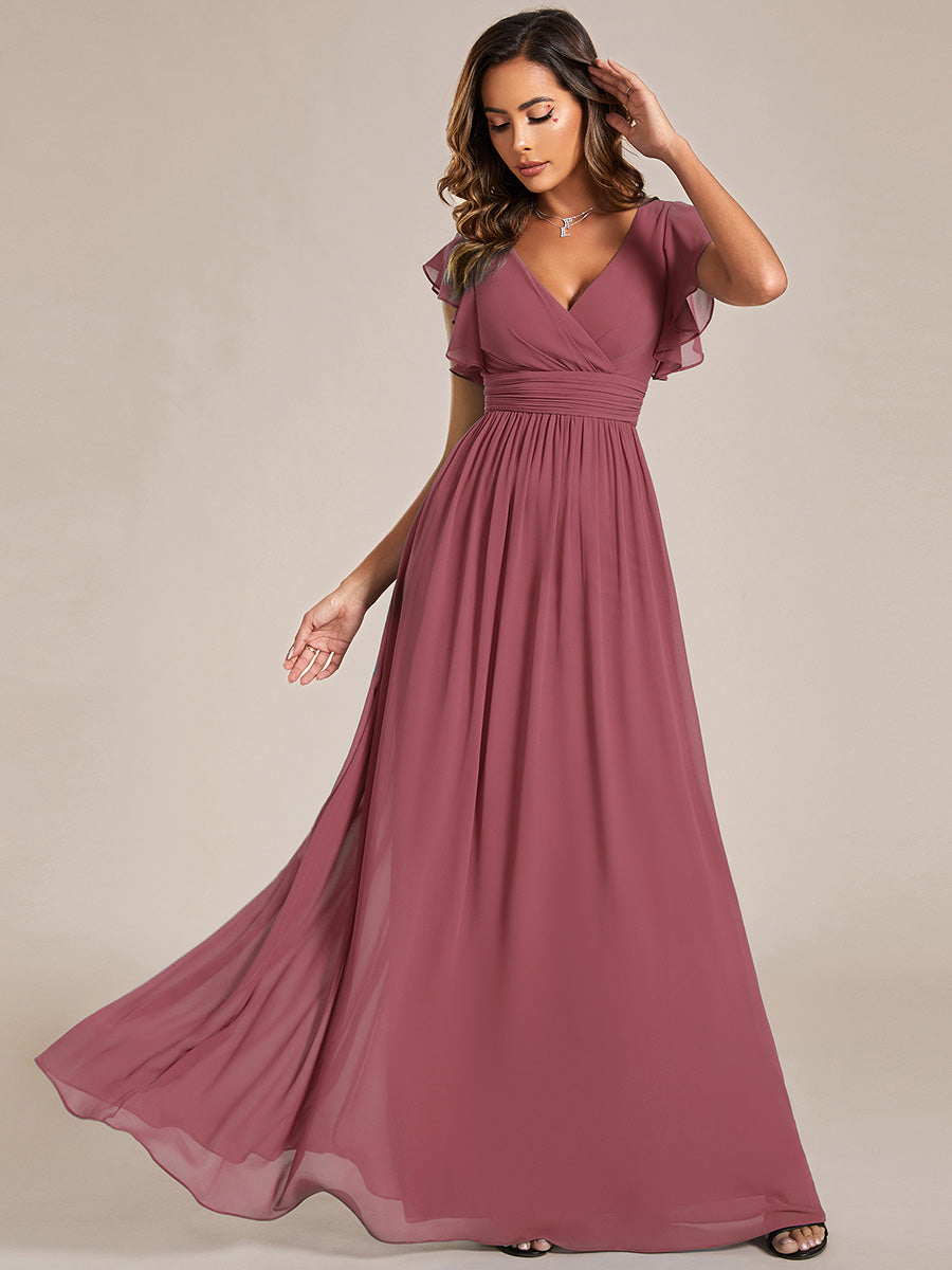 Robe Demoiselle d’Honneur Longue en Mousseline Dos Ouvert Élégant