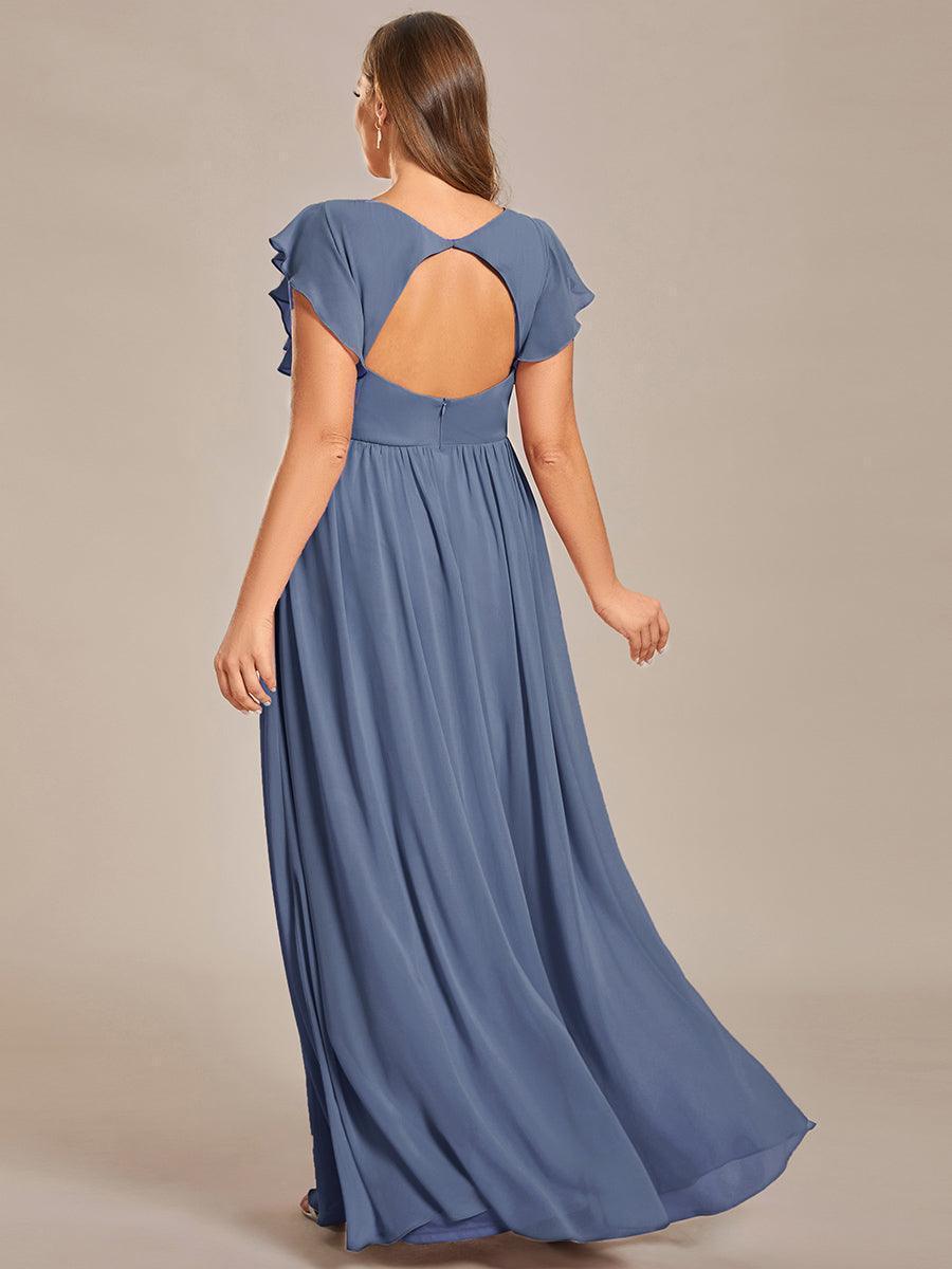 Robe Demoiselle d’Honneur Longue en Mousseline Dos Ouvert Élégant