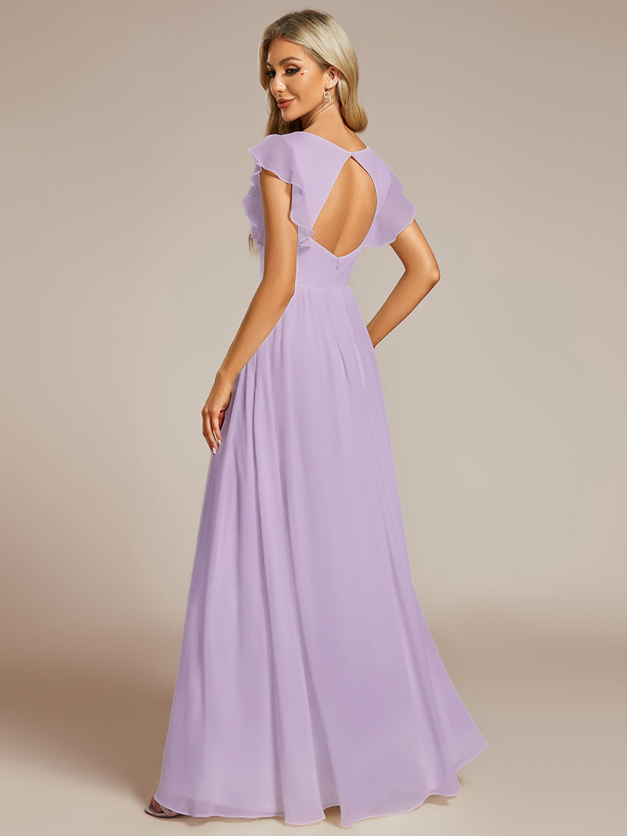 Robe Demoiselle d’Honneur Longue en Mousseline Dos Ouvert Élégant