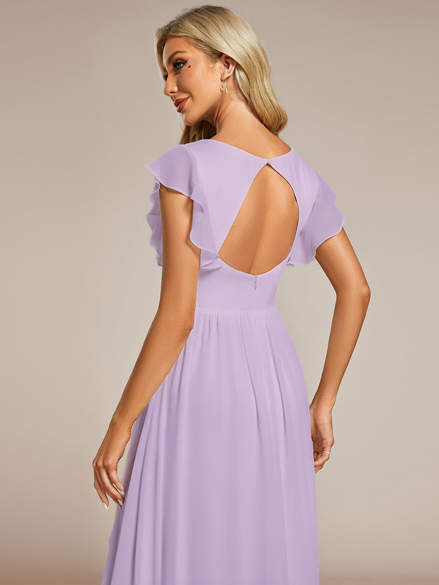 Robe Demoiselle d’Honneur Longue en Mousseline Dos Ouvert Élégant